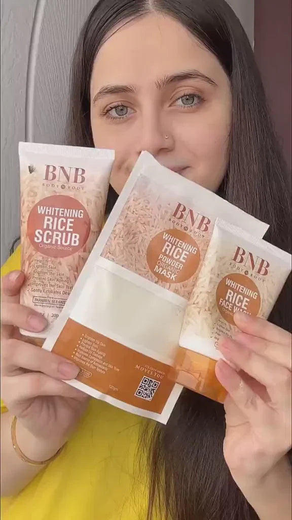 BNB-Rice Extract Brightening Skincare Kit | Korean glass Skin|  Face Wash, Scrub & Mask