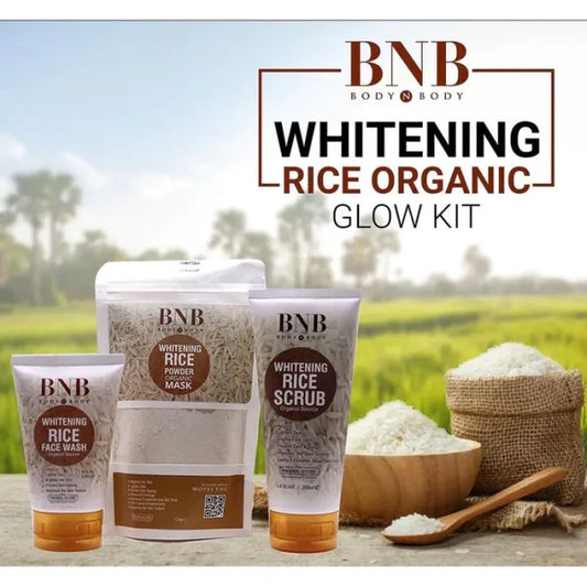 BNB-Rice Extract Brightening Skincare Kit | Korean glass Skin|  Face Wash, Scrub & Mask