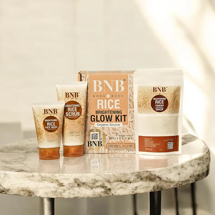 BNB-Rice Extract Brightening Skincare Kit | Korean glass Skin|  Face Wash, Scrub & Mask